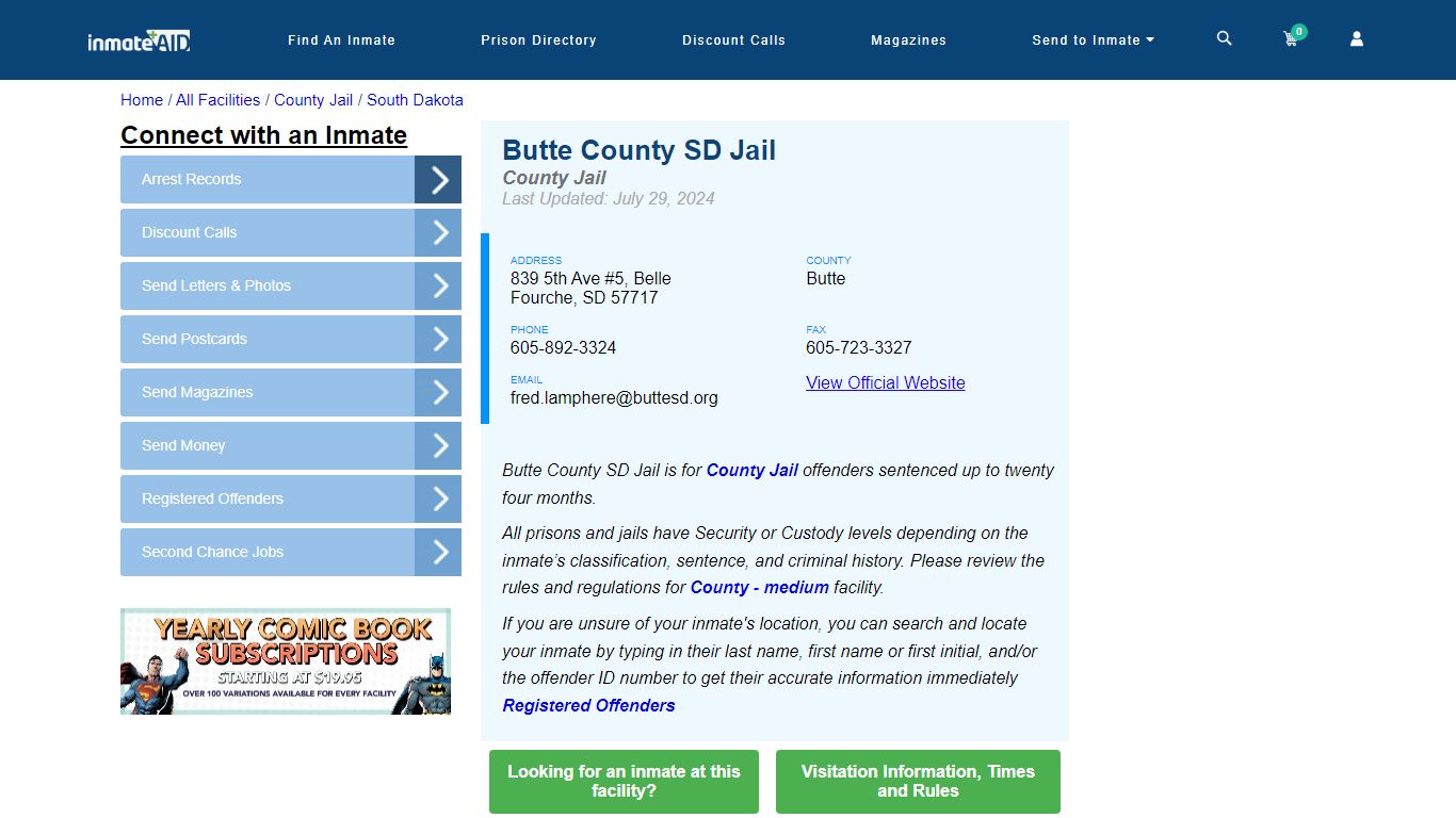 Butte County SD Jail - Inmate Locator